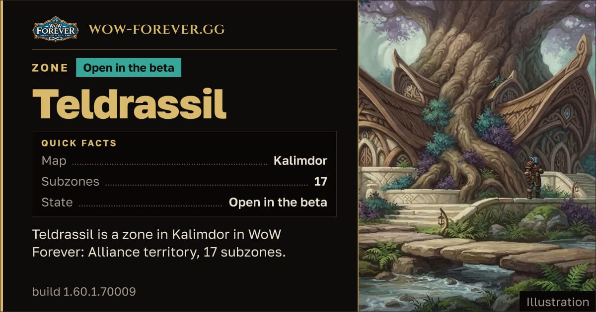The preview card for Teldrassil - Zone in Kalimdor