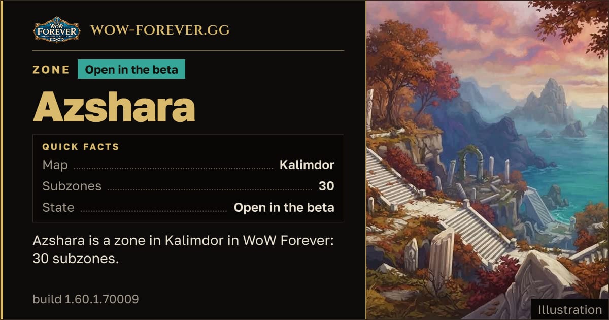 The preview card for Azshara - Zone in Kalimdor