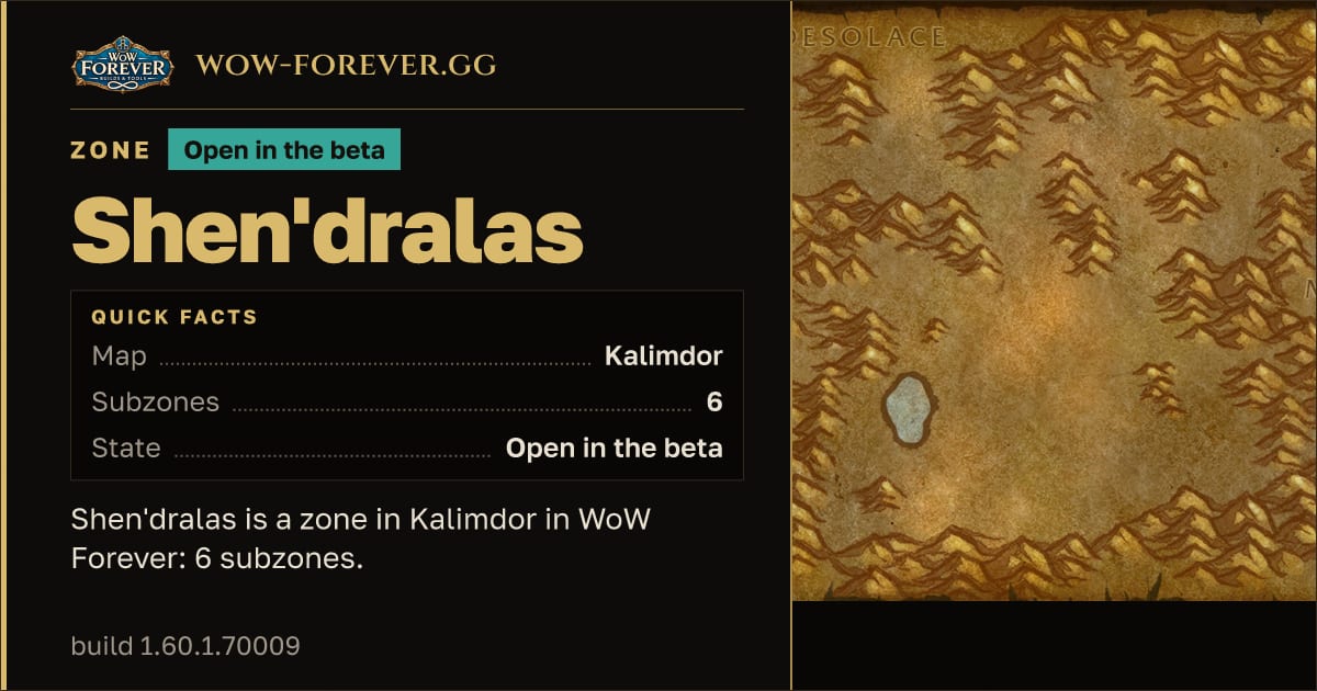 The preview card for Shen'dralas - Zone in Kalimdor