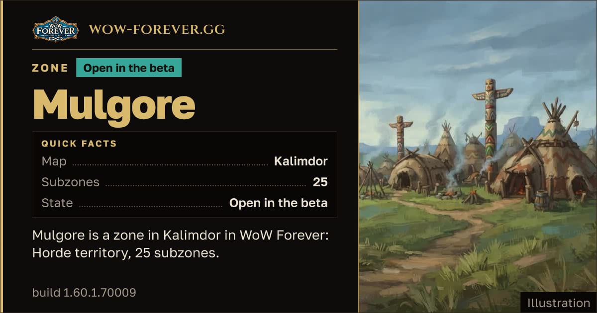 The preview card for Mulgore - Zone in Kalimdor