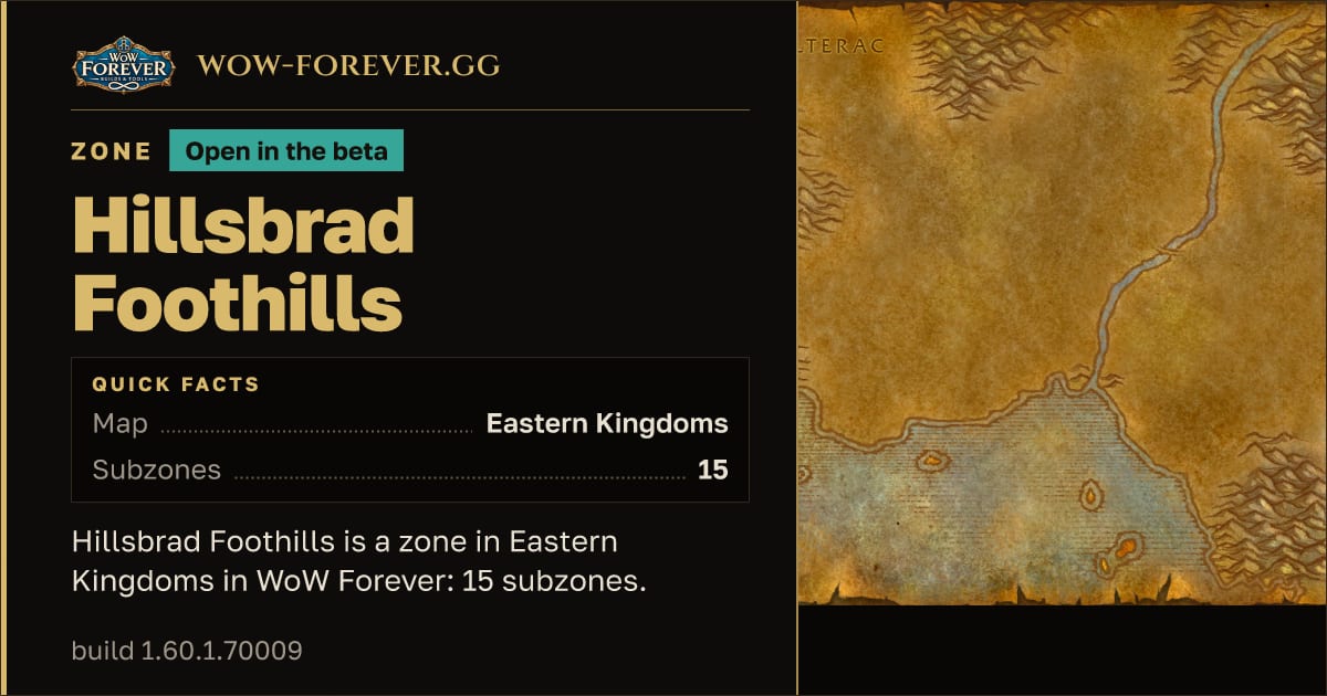 The preview card for Hillsbrad Foothills - Zone in Eastern Kingdoms