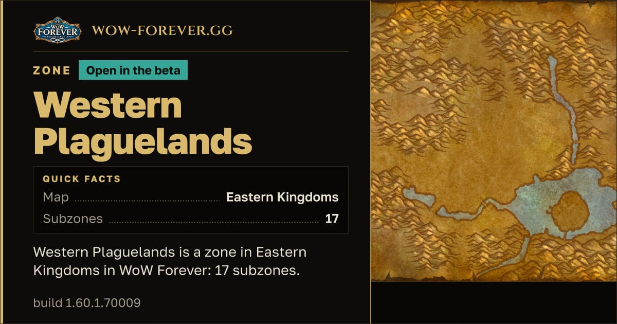 The preview card for Western Plaguelands - Zone in Eastern Kingdoms