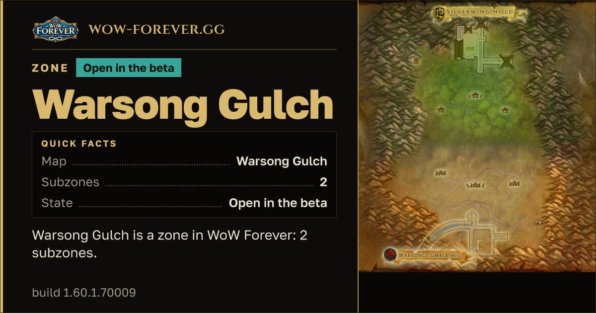 The preview card for Warsong Gulch - WoW Forever Zone