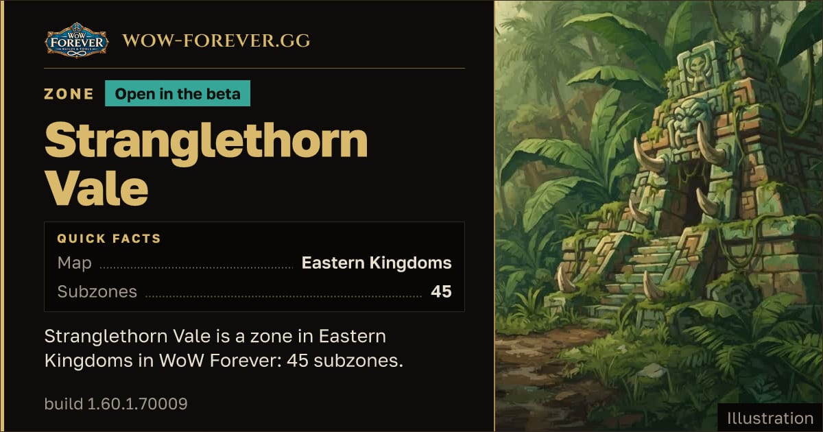 The preview card for Stranglethorn Vale - Zone in Eastern Kingdoms