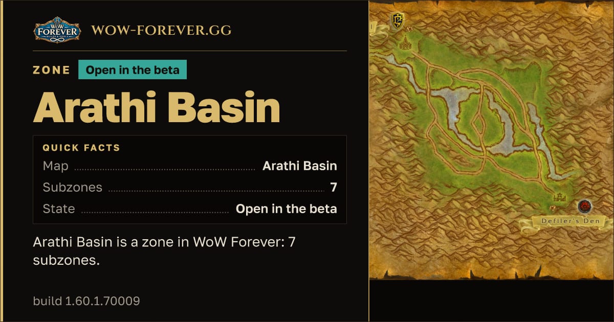 The preview card for Arathi Basin - WoW Forever Zone