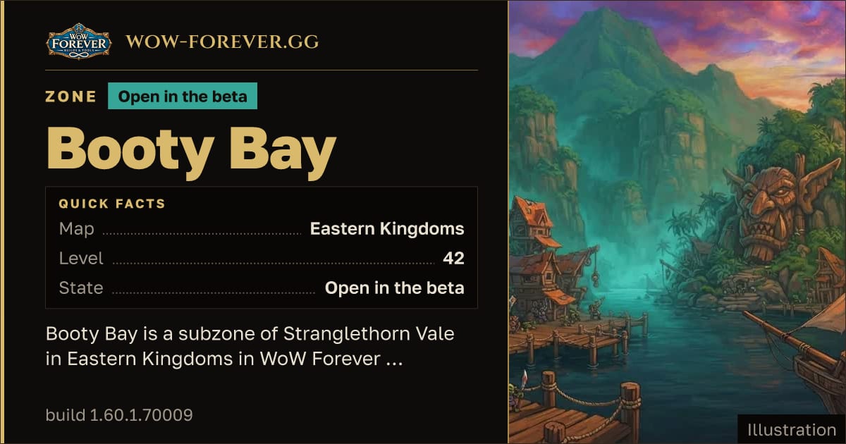 The preview card for Booty Bay - Subzone of Stranglethorn Vale