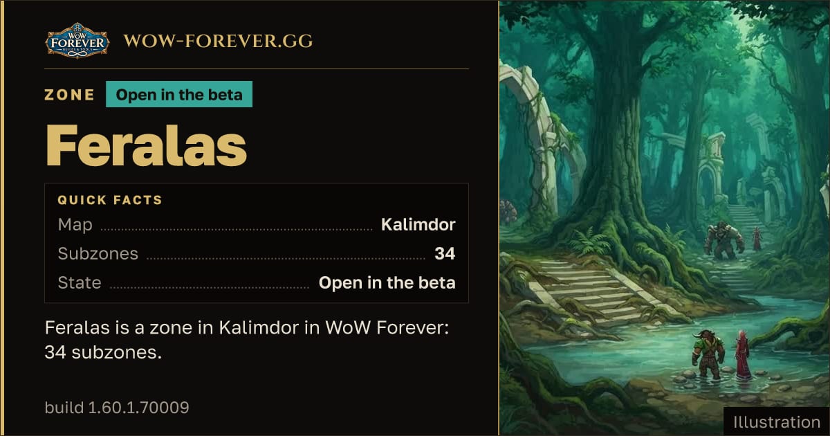 The preview card for Feralas - Zone in Kalimdor