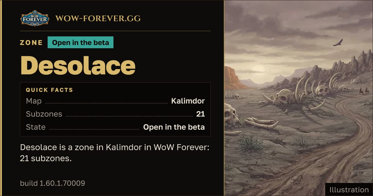 The preview card for Desolace - Zone in Kalimdor