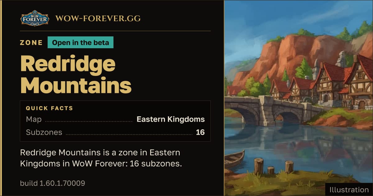 The preview card for Redridge Mountains - Zone in Eastern Kingdoms