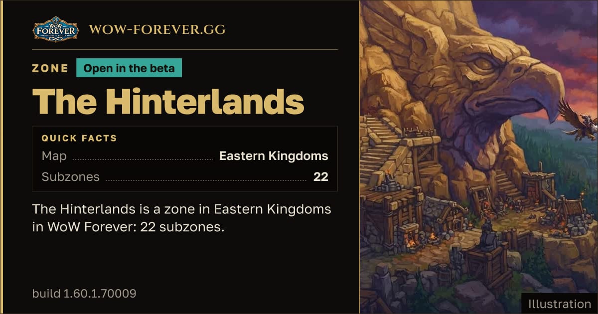 The preview card for The Hinterlands - Zone in Eastern Kingdoms