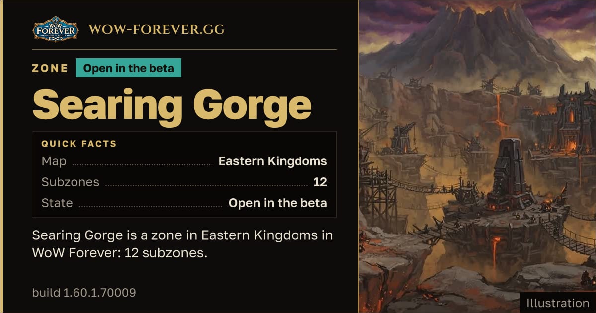 The preview card for Searing Gorge - Zone in Eastern Kingdoms