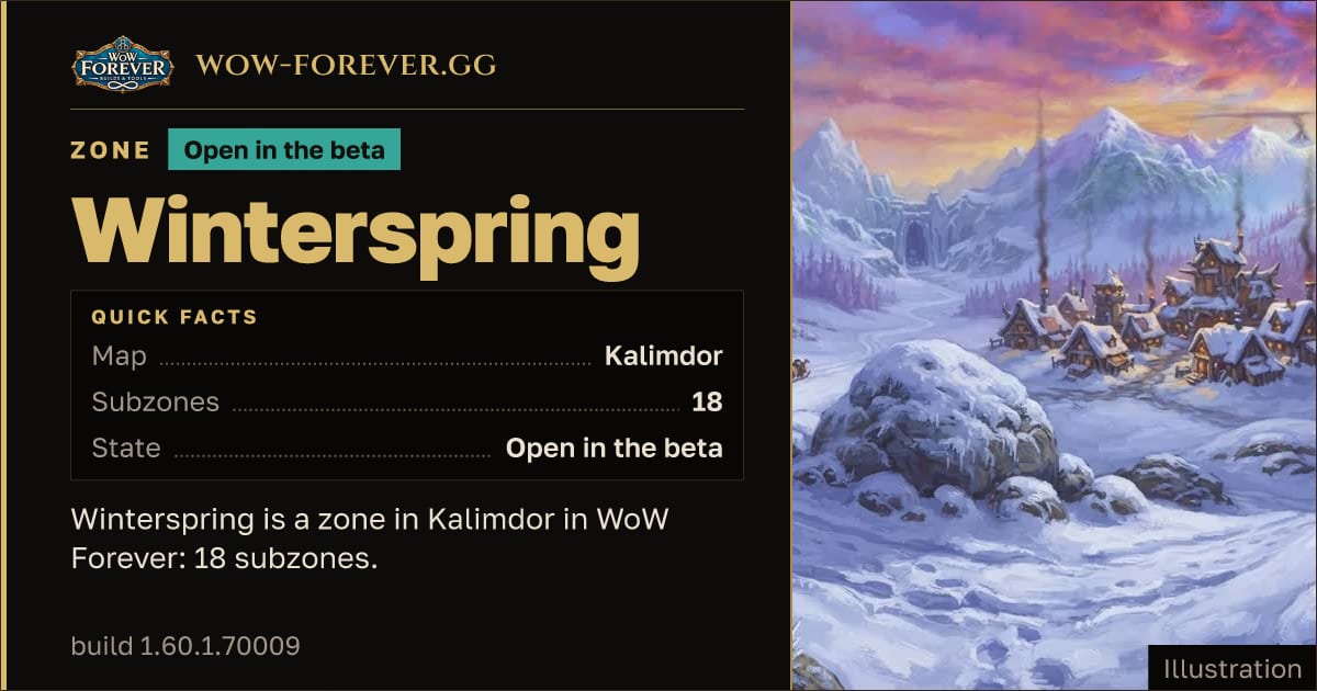 The preview card for Winterspring - Zone in Kalimdor